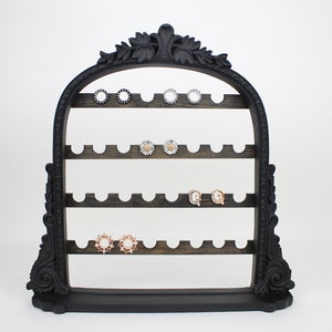 Standing Plug Earring Holder, Ornate Tabletop Jewelry Display Stand, Elegant Black Gauge Organizer, Vintage Arch Frame, Baroque Style Decor