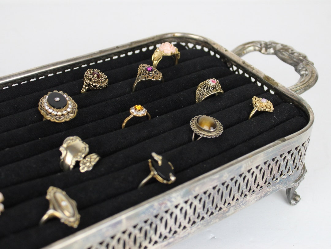 Black Ring Tray Unique Jewelry Holder Stand Dresser Jewelry Etsy