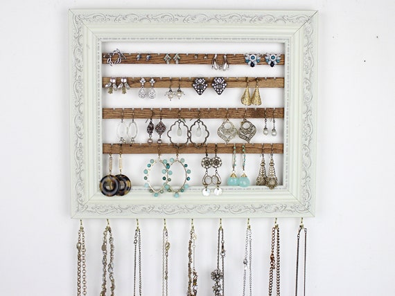 Marco de soporte para pendientes organizacion de joyas organizador de joyas para colgar en la pared solucion de almacenamiento colgador de collares de pared listones de soporte para pernos Etsy Espana