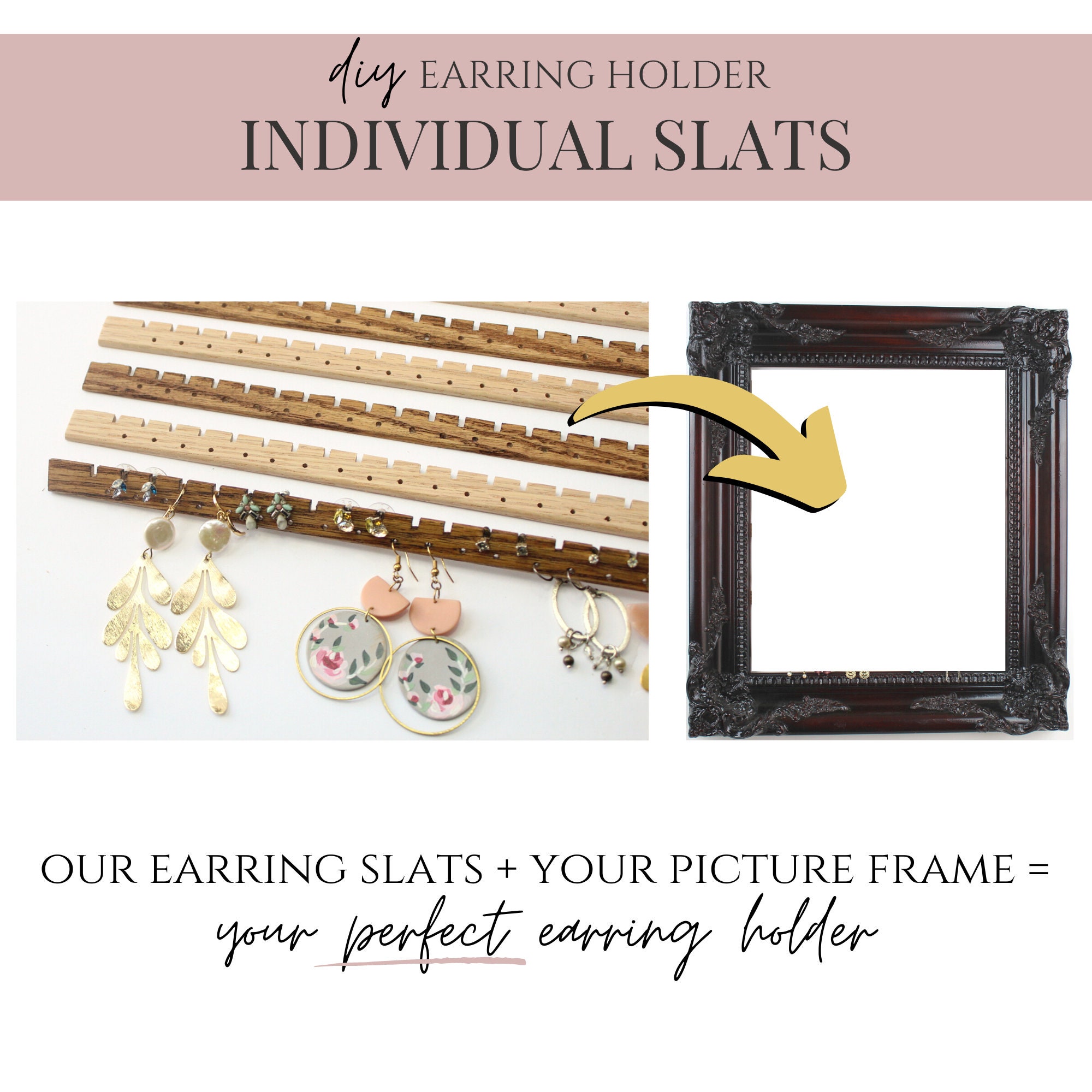 8 DIY Earring Holder Earring Slats With Holes Hand Cut Wood Rows