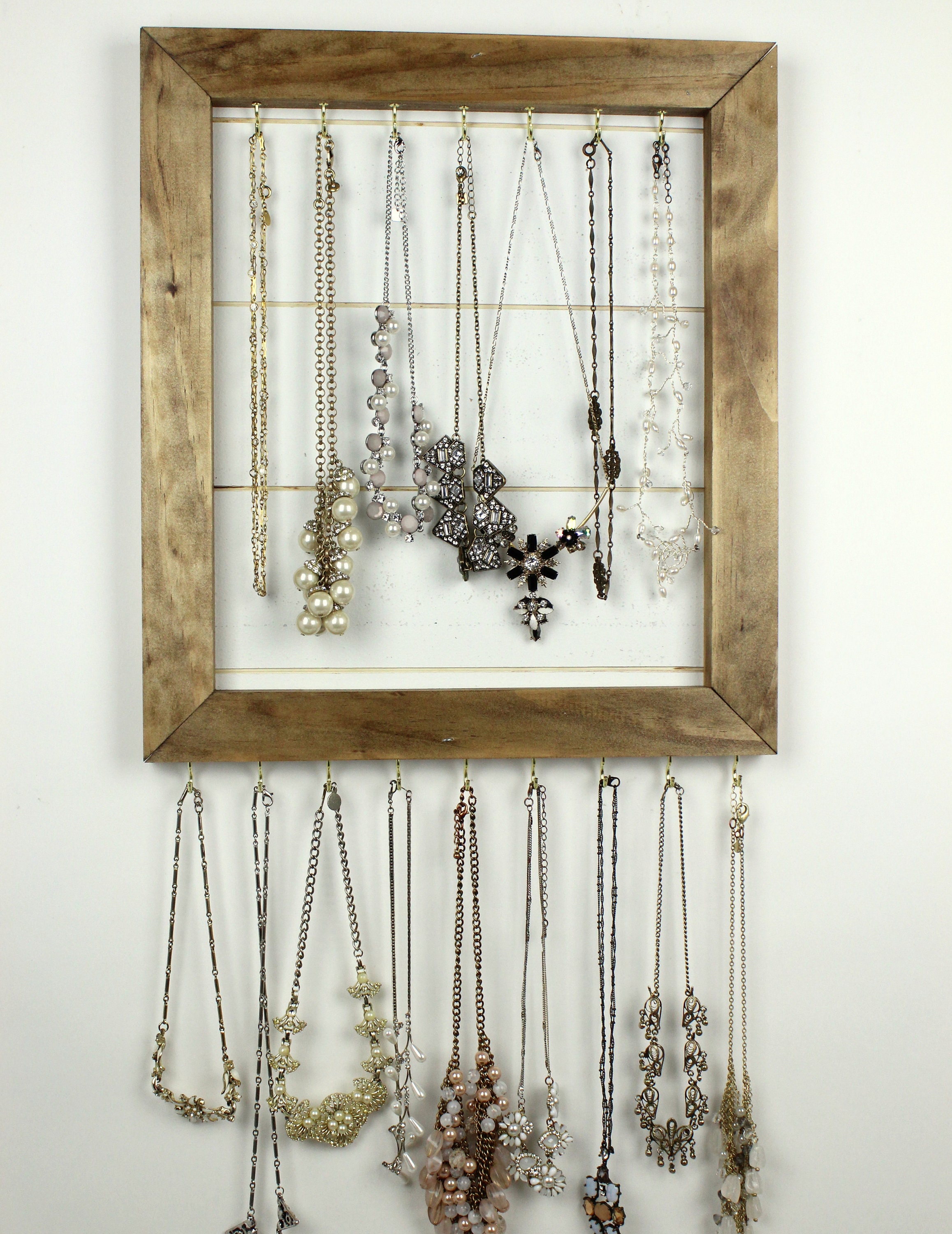 Shiplap Necklace Holder, Jewelry Organizer, Farmhouse Frame Necklace Display,  Wall Hanging Jewelry Organization, Custom Jewelry Rack 