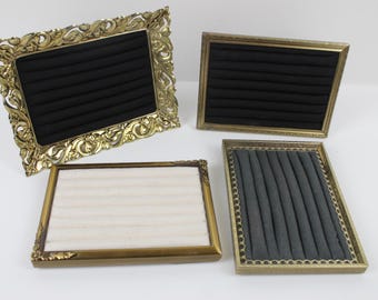 Bandeja para anillos de pie, expositor de joyas, organizador de anillos de oro vintage, marco vintage a su elección, expositor de joyas único