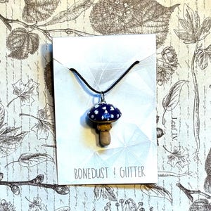 Handmade Purple Amanita Toadstool Mushroom Necklace  – Polymer Clay Cottagecore Jewelry, Nature-Inspired Gifts, Whimsical Fungi