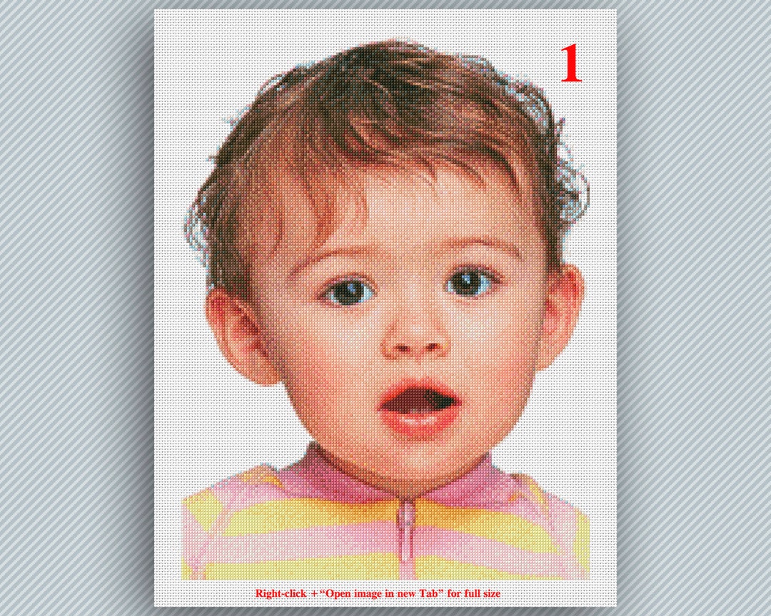 Custom Made Cross Stitch Pattern Convert Your Child's Photo to Cross