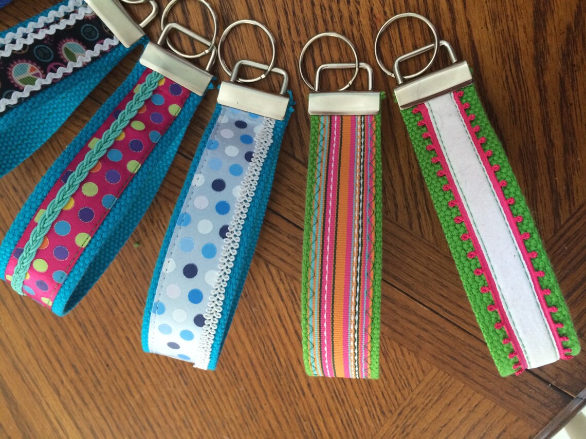 Wristlet key fob handmade with ribbons and trim Etsy