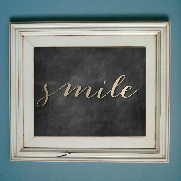 Smile sign // Happy sign // Simple sign // Wall art // Wall gallery // Home decor // Bedroom decor // Teenager room