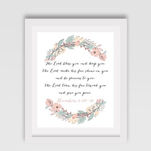 Baby room sign  // Baby shower sign  // Nursery sign  // Bible verse // &quot;The lord bless you..&quot; // Numbers 6:24-26