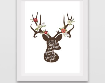 Weihnachtsschild // Frohe Weihnachten Schild // Happy Holidays Schild // Familienschild // Rentier Schild // My Family to Yours