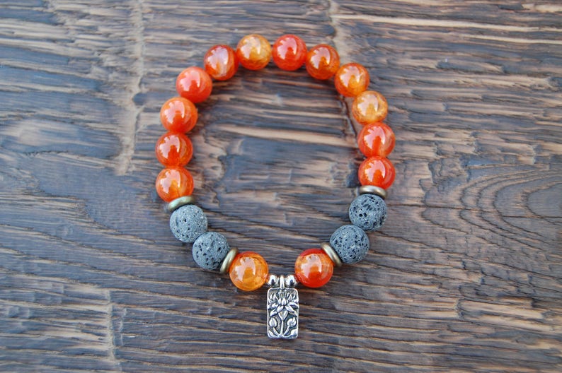 Essential Oil Diffuser Aromatherapy Bracelet - Fire Agate - Etsy