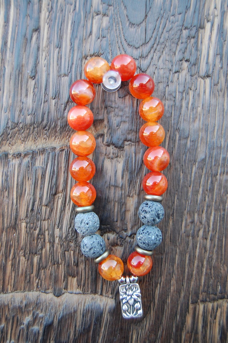 Essential Oil Diffuser Aromatherapy Bracelet - Fire Agate - Etsy