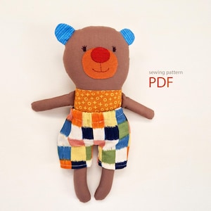 Stuffed Bear Doll Sewing Pattern, Handmade Rag Toy (PDF)
