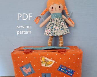 Doll and Suitcase Sewing Pattern, Mini Travel Set (PDF Pattern)