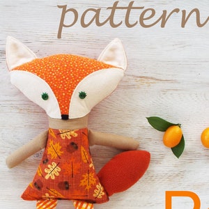 キツネのぬいぐるみの縫製パターン：手作り布製おもちゃ（PDF）