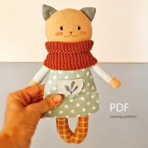 Cat Rag Doll Sewing Pattern, Handmade Stuffed Animal (PDF Pattern)