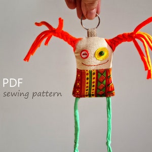 Schnittmuster Sorgenpuppe Schlüsselanhänger Kleines Monster, PDF Schnittmuster, Stoffpuppe Schnittmuster, Monsterpuppe Schnittmuster Taschenwächter Amulett Puppe