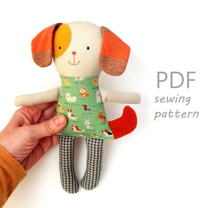 Stuffed dog Pattern Sewing, Rag Dog Doll Handmade DIY, Cloth Doll Pattern, Dog for Dog Lover, Soft Animal toy, Textile Animal Toy