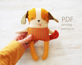 Dog toy stuffed animal sewing patterns . Puppy dog lover gift cloth doll pattern . Fabric doll dog stuffed animal sewing pattern