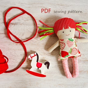 Rag doll PDF Sewing Pattern, Cloth textile Doll Pattern, Girl Doll handmade, Instant Download, Gift for Newborn, Funny doll