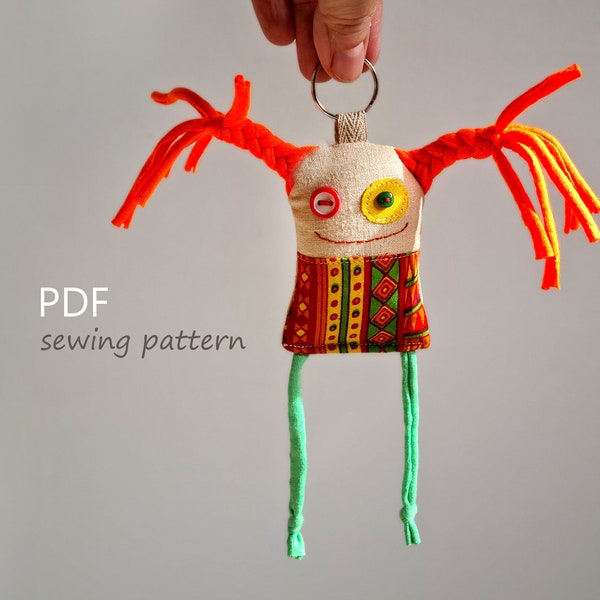 Pattern Worry doll Key-chain Little Monster, PDF Sewing Pattern, Cloth Doll Pattern, Monster Doll Pattern pocket guardian amulet doll