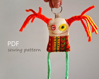 Pattern Worry doll Key-chain Little Monster, PDF Sewing Pattern, Cloth Doll Pattern, Monster Doll Pattern pocket guardian amulet doll