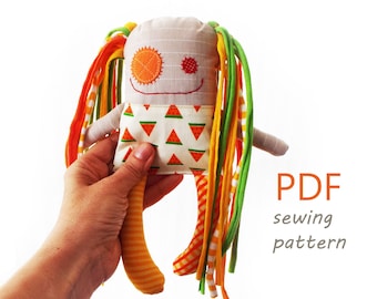 Monster Doll Sewing Pattern, Textile Stuffed Toy (PDF Pattern)
