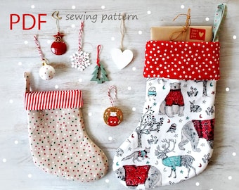 Christmas stocking primitive Christmas sewing pattern  Christmas gifts holiday stockings sewing pattern pdf Christmas decor digital pattern