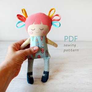Sewing Pattern DIY mini sleep doll, Stuffed first Doll PDF gift for girl Newborn, Textile doll handmade with tutorial, small baby doll toy