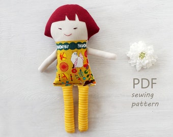 Japanese Doll PDF Sewing Pattern, Cloth Doll Pattern with tutorial, Girl Doll handmade, Instant Download, Gift for Newborn,Rag First Doll