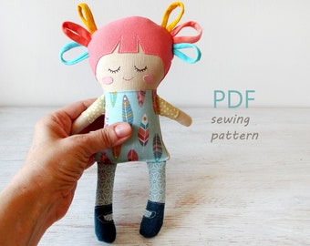 Mini Sleep Doll Sewing Pattern, 9" Stuffed Doll PDF