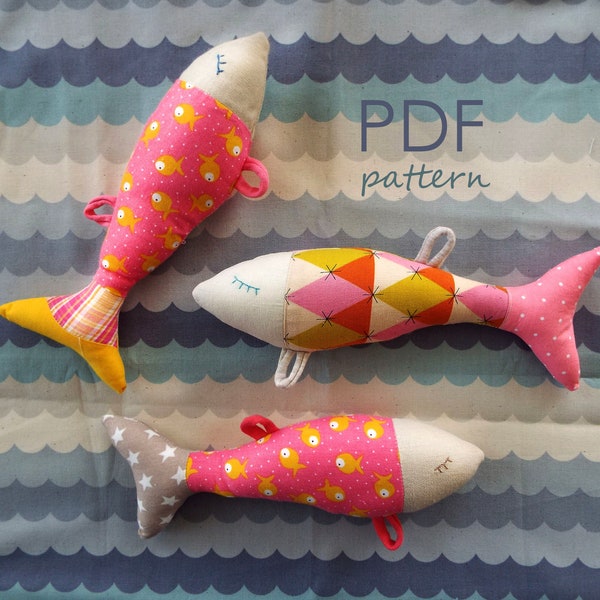 Stuffed Fish Doll pattern, Handmade DIY Doll Pattern, Fish for Fish Lover, Textile Rag Soft fish for your cat, fabric Fish Toy for baby