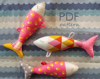 Modello di bambola di pesce di peluche, modello di bambola fai da te fatta a mano, pesce per gli amanti dei pesci, pesce morbido in tessuto per il tuo gatto, giocattolo di pesce in tessuto per bambini
