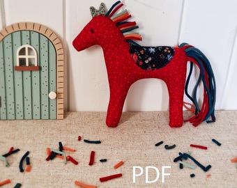 Stuffed horse sewing pattern, little pony for kids