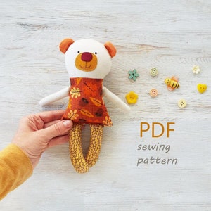 Stuffed Bear Teddy Doll pattern PDF Sewing, Handmade rag toy DIY, Cloth Doll Pattern, Teddy for Bear Lover, Textile Soft Animal toy