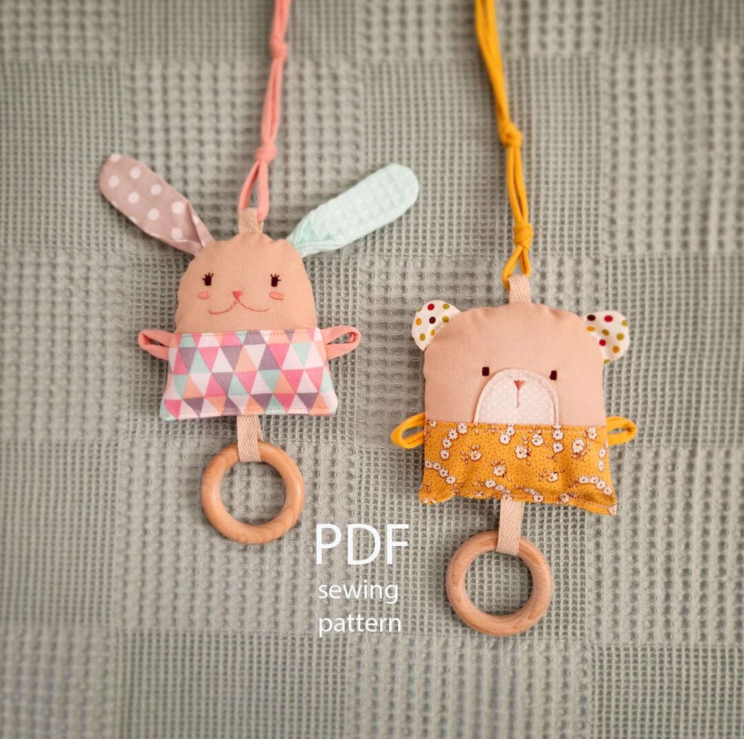 Hochet En Bois Lapin, Anneau De Dentition 3,4 Cm, Tissu Clochette, Pour Bébé 3+ Ans, Jouet Sensoriel Et éducatif