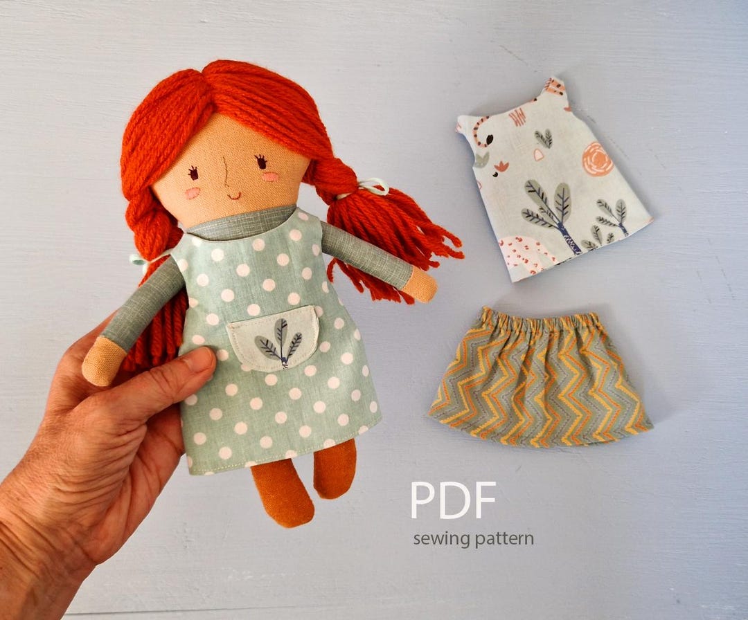 Rag Doll With Double-sided Dress Sewing Pattern: 9