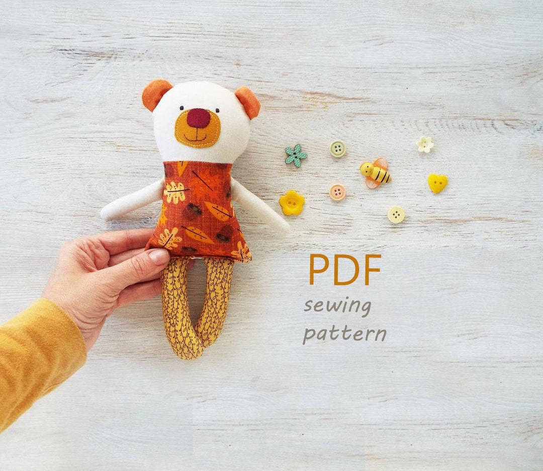 Stuffed Bear Teddy Doll Pattern PDF Sewing, Handmade Rag Toy DIY, Cloth ...