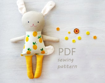 Easter bunny stuffed animal sewing pattern . Baby toys bunny stuffed animal sewing pattern . Rabbit pattern stuffed animal