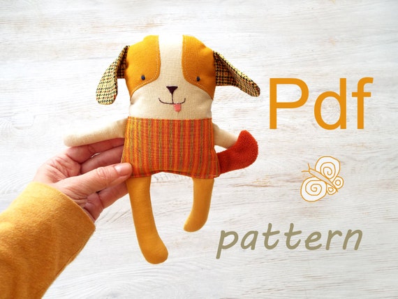 Patrones de costura de animales de peluche de juguete para perros. Patron de muneca de tela