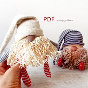 Padrões de gnomos de Natal suecos. Padrões de costura de gnomos de Natal. Padrão de boneca de pano de Natal Gnomo