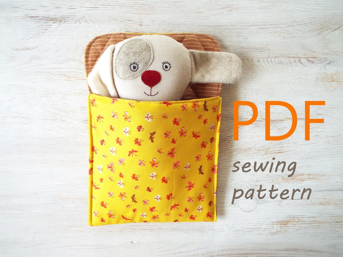DIY Stuffed dog doll in sleeping bag pattern sewing handmade Etsy