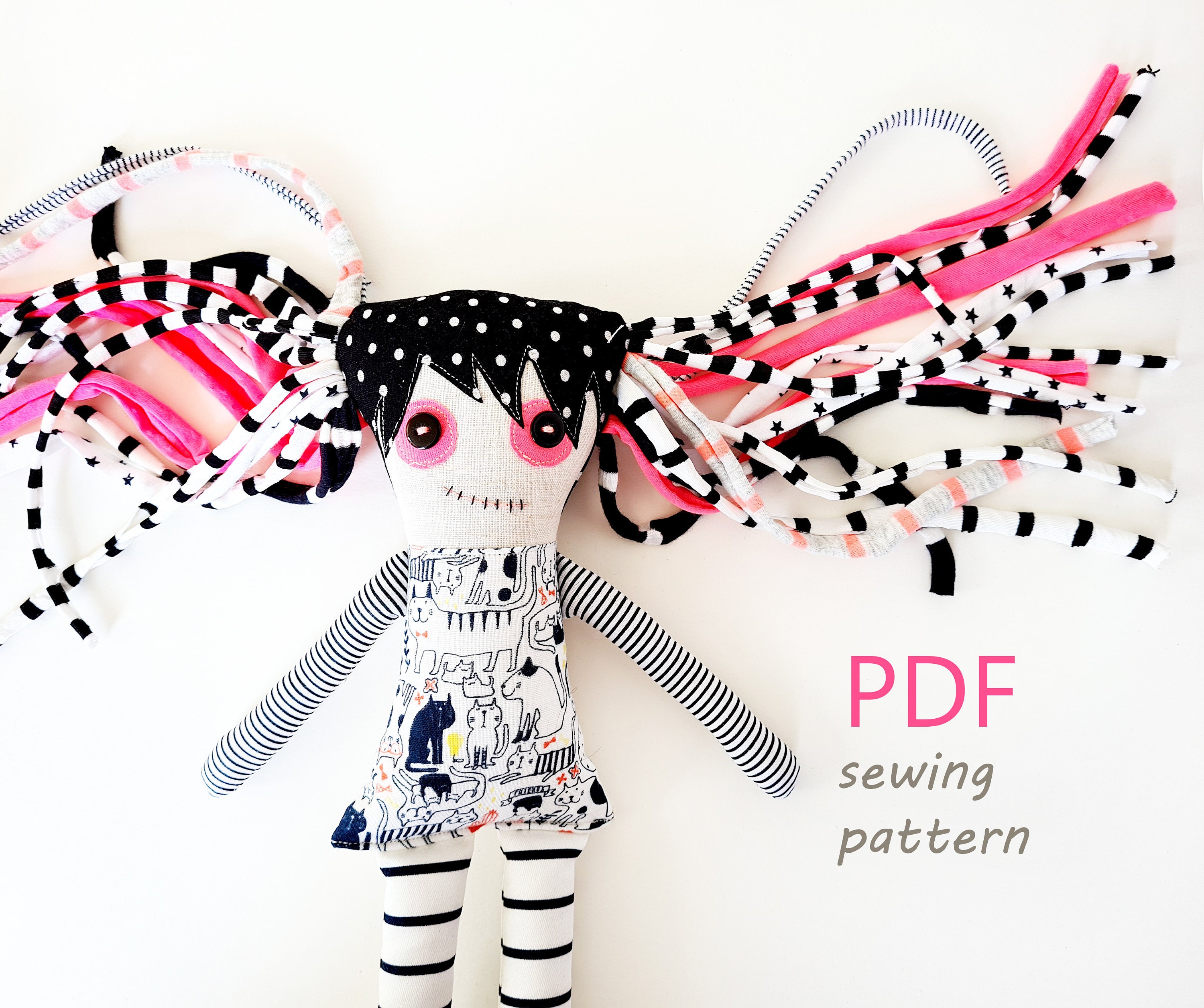 Halloween Gothic Doll Sewing Pattern Cloth Doll Pattern Etsy