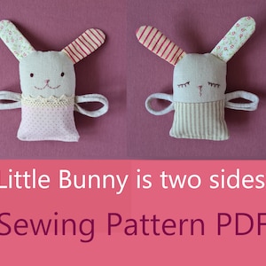 Stuffed Little Bunny Doll Sewing Pattern, rag bunny is a two sides, Cloth Doll Pattern, Bunny Doll Pattern, toy newborn, Soft mini Bunny