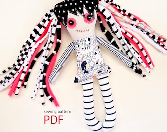 Halloween-Gothic-Puppe: Nähanleitung, Stoffpuppen-Schnittmuster, Sorgenmonster-Puppe, authentische Designer-Stoffpuppe, Nähgeschenk für Teenager