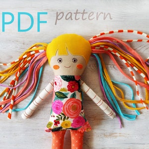 DIY big doll Sewing Pattern, Stuffed Doll 18 inch pdf for Newborn, Textile doll pattern with tutorial, soft companion for toddler