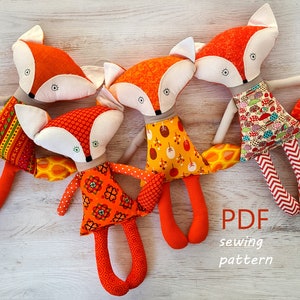 Stuffed Fox pattern sewing Pdf Handmade DIY, Cloth Fox Doll Pattern, Fox for Fox Lover, Soft Rag Fox Doll, Textile Soft Animal toy