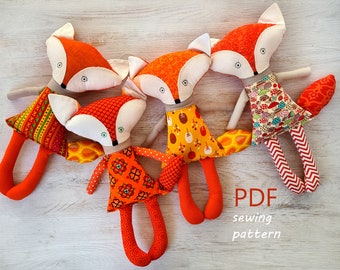 Stuffed Fox pattern sewing Pdf Handmade DIY, Cloth Fox Doll Pattern, Fox for Fox Lover, Soft Rag Fox Doll, Textile Soft Animal toy