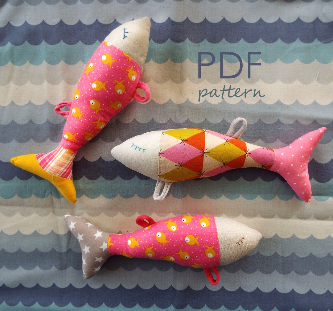 Stuffed Fish Doll Pattern, Handmade DIY Doll Pattern, Fish for Fish Lover,  Textile Rag Soft Fish for Your Cat, Fabric Fish Toy for Baby 