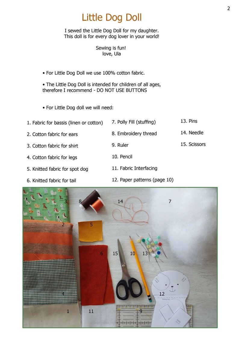 Stuffed Dog Pattern Sewing Rag Dog Doll Handmade DIY Cloth Etsy