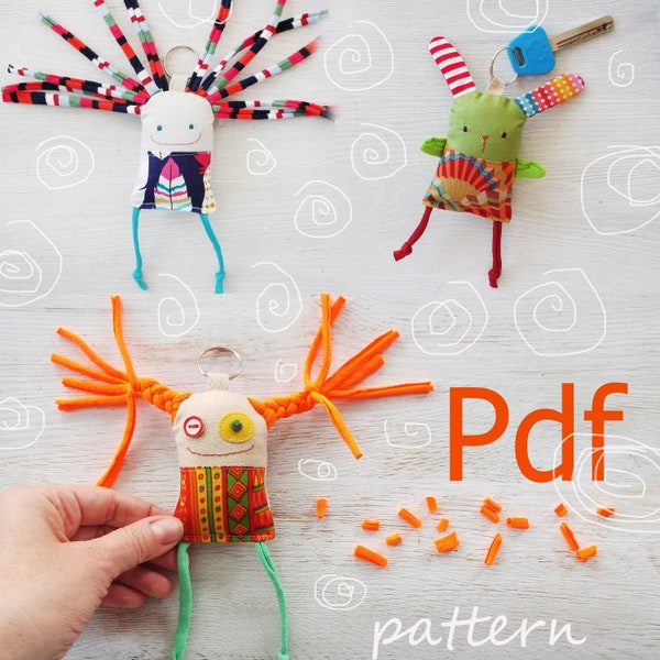 Pattern Keychain doll Little Monster, PDF Sewing Pattern, Cloth Doll Pattern, Monster Doll Pattern, mini toy, pocket protection amulet doll