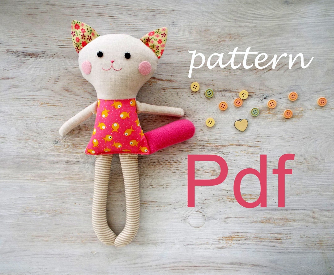 Cat Pattern Sewing PDF Handmade DIY Cloth Doll Pattern Cat Etsy
